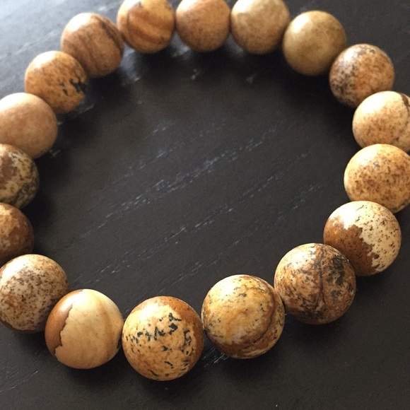 Pair Beaded Brown / White Stretch Bracelets - Picture 4 of 6